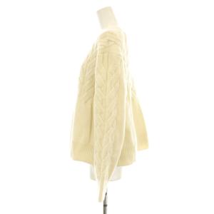 UNITED ARROWS ルーズツイストケーブルニットプルオーバー セーター 長袖 クルーネック ウール 白 ホワイト 15132994813