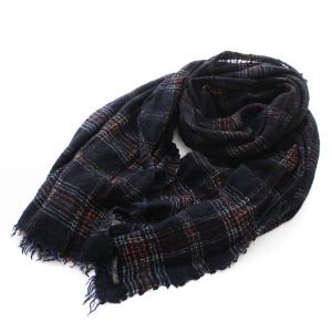 マフラー ストール チェック 紺 マルチカラー /YM