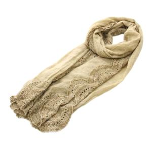 ストール カットワークレース スカラップ ベージュ /YT