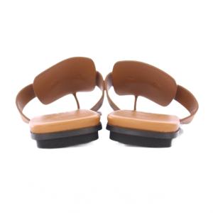 HERMES ギャラリー トングサンダル Hロゴ レザー 35 ブラウン