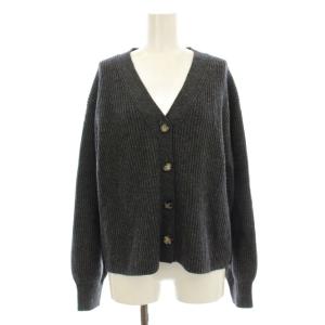 22AW Cropped V/N C/D ニットカーディガン 長袖 Vネック ウール カシミヤ混 チャコールグレー