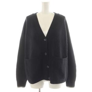 畔編み カーディガン リブ ウール カシミヤ混 1 黒 ブラック 6515-199-0590 /AN44