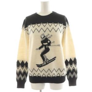 ニット セーター 長袖 スキー柄 アルパカ混 S 黒 ブラック 白 ホワイト 2353662033 /AN33