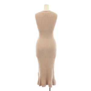 SNIDEL ORGANICS ナローニットワンピース ミモレ ロング ノースリーブ プルオーバー Vネック F ピンク