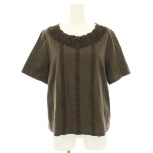 カットソー Tシャツ 半袖 レース 13+ 茶 ブラウン 1180640 /HN