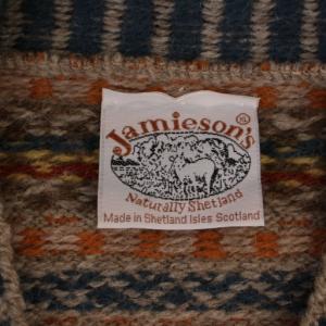 jamieson's ANATOMICA 別注 ニット プルオーバー Vネック 総柄 ウール ブラウン