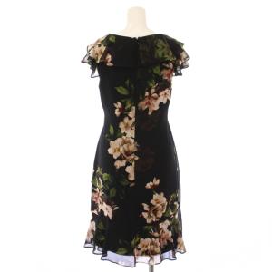 LAUREN RALPH LAUREN ワンピース ひざ丈 半袖 Vネック シアー シースルー 花柄 2P 黒 ブラック タグ付き /BB
