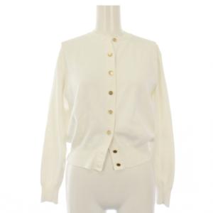 24SS UVカット メタルボタン カーディガン ニット 長袖 S 白 ホワイト 12-4203006