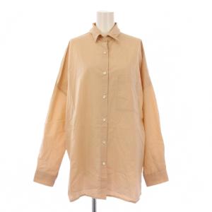 ワイドシャツ ブラウス 長袖 レギュラーカラー 無地 F ピンクベージュ 20050500803010