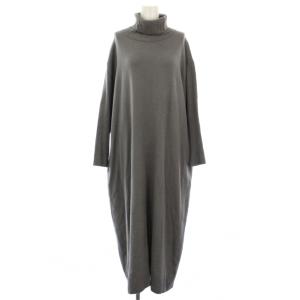 ニットワンピース ウール ロング 長袖 タートルネック 13+ グレー AM-1006140 /TK