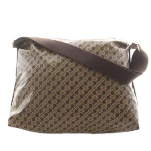 ソフティ ショルダーバッグ 総柄 Gロゴ ナイロン 茶 ブラウン /AN1