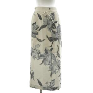 タグ付き 24SS フラワーペイントタイトスカート ロング 1 ホワイト LWFS242194 /NQ