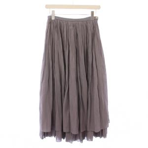 シルクコットンスカート フレア ギャザー マキシ ロング アシンメトリー 無地 36 グレー 6524-299-1385