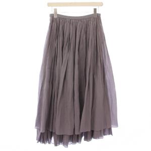 Drawer シルクコットンスカート フレア ギャザー マキシ ロング アシンメトリー 無地 36 グレー 6524-299-1385