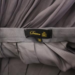 Drawer シルクコットンスカート フレア ギャザー マキシ ロング アシンメトリー 無地 36 グレー 6524-299-1385