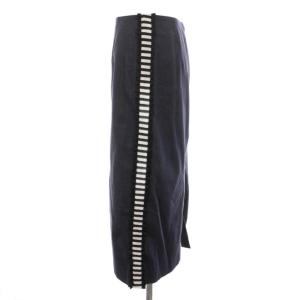 BORDERS at BALCONY デニム サイドフリル ボーダー スカート ロング 38 ネイビー ブラック BD2011-3H-52 /YM