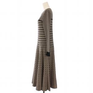 EPOCA STORIA ジオメトリックパターンニットドレス フレアワンピース ミモレ ロング 長袖 クルーネック