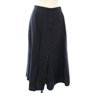 スカート ロング フレア チェック 切替 38 紺 55S20-393-29 /TK