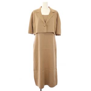 セットアップ クロップドニットジャケット スクエアネックニットワンピース ロング F ベージュ /TK