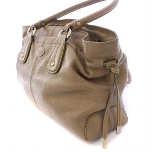 TOD'S トートバッグ ハンドバッグ レザー ロゴ 型押し グレージュ /BB