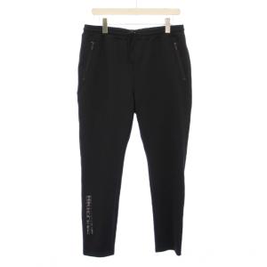 イージーパンツ スラックス ウエストゴム ストレッチ ロゴ プリント L 黒 ブラック /BB