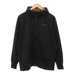 ジップアップパーカー ジャケット ストレッチ ロゴ プリント L 黒 ブラック /BB