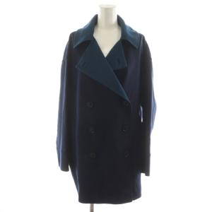 22AW チェスターコート ロング丈 ダブル ウール アウター 40 紺 ネイビー SCPSNW0933
