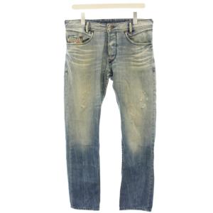 IAKOP デニムパンツ ジーンズ ダメージ加工 USE加工 W31 L32 水色 ライトブルー A62226170