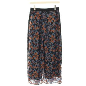 Diagram GRACE CONTINENTAL リーフレースワイドパンツ イージー シアー 36 黒 ブラック 茶 ブラウン 青 ブルー 0320211079