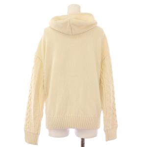 BLUE LABEL CRESTBRIDGE ニットジャケット ブルゾン アウター ジップアップ フード ケーブル編み ウール 38 アイボリー /BB