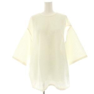 23SS カットアウトメッシュトップス ブラウス シャツ プルオーバー ビッグシルエット 七分袖 2 白