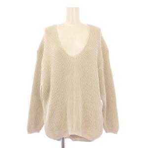 MALUアゼVプルオーバー リブニット 長袖 無地 ストレッチ F グレージュ 16080500435010