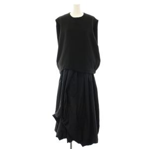 23AW バルーンワンピース マキシ ロング ノースリーブ レイヤード ナイロン 変形 2 黒 ブラック