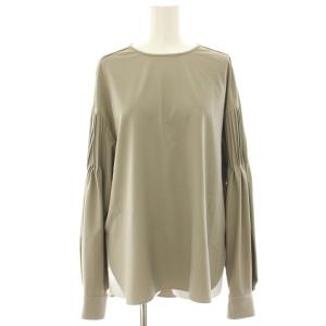 20AW クリアコンパクトクルーネックブラウス シャツ プルオーバー ギャザー 長袖 38 グレージュ