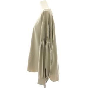 ADORE 20AW クリアコンパクトクルーネックブラウス シャツ プルオーバー ギャザー 長袖 38 グレージュ
