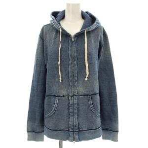 カットデニム スウェットデニム パーカー 222090249 ジップアップ M 青 ブルー /G