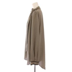 theory luxe 22AW ボウタイブラウス シャツ 長袖 総柄 40 茶 白 03-2308233 /BM