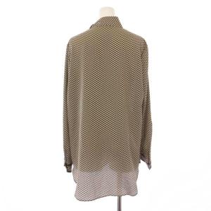 theory luxe 22AW ボウタイブラウス シャツ 長袖 総柄 40 茶 白 03-2308233 /BM