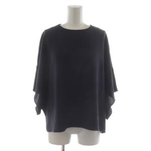 プルオーバー シャツ ブラウス 五分袖 紺 ネイビー /RR