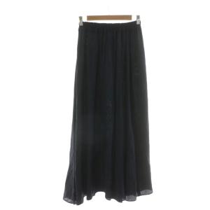 ギャザースカート ロング イージー F ブラック CH105034ER /NQ