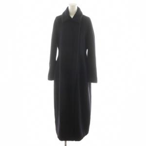 白タグ ステンカラーコート カシミヤ混 ウール 38 ブラック