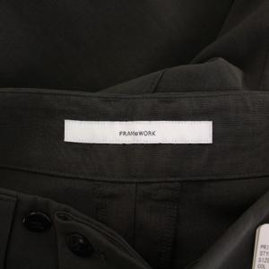 Framework 24SS 撥水強撚ポリエステルラップワイドパンツ タック ジップフライ ストレッチ 36 チャコールブラック