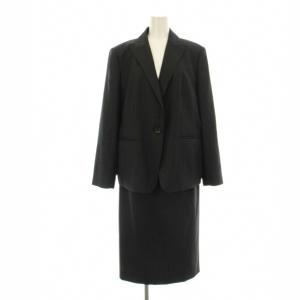 GUABELLO スーツ セットアップ 上下 テーラードジャケット スカート ひざ丈 ストライプ柄 ウール