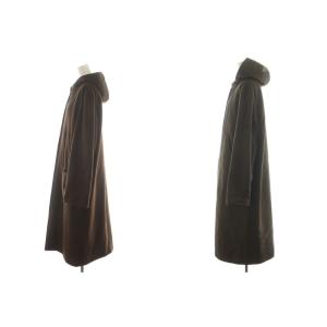 Harrods PIACENZA コート ロング丈 フード リバーシブル ウール アウター F36 茶 ブラウン /AN53