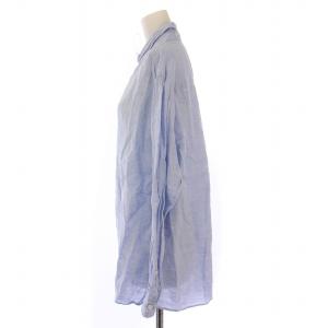 MUSE de Deuxieme Classe 23SS リネンウォッシュシャツ オープンカラー 長袖 無地 F 水色 ライトブルー 23050500413010