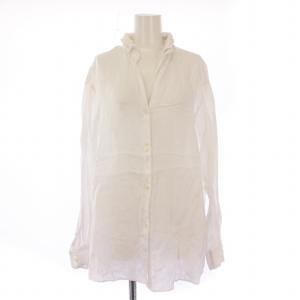 23SS リネンウォッシュシャツ オープンカラー 長袖 無地 F 白 ホワイト 23050500413010