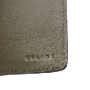 CELINE 長財布 三つ折り 小銭入れ チェーン ロゴ レザー パイソン型押し グレー 黒 ブラック /AN13 OH