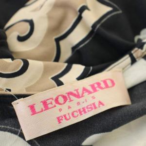 LEONARD FUCHSIA ワンピース 0460905 半袖 花柄 Vネック 40 黒 ブラック /G