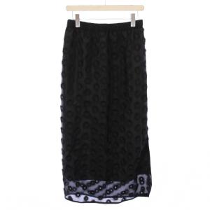 24SS シアージャガード刺繍スカート タイト イージー マキシ ロング ウエストゴム シースルー 38