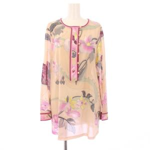 FASHION ブラウス シャツ プルオーバー 長袖 花柄 シアー 40 ベージュ 0169303 /KH